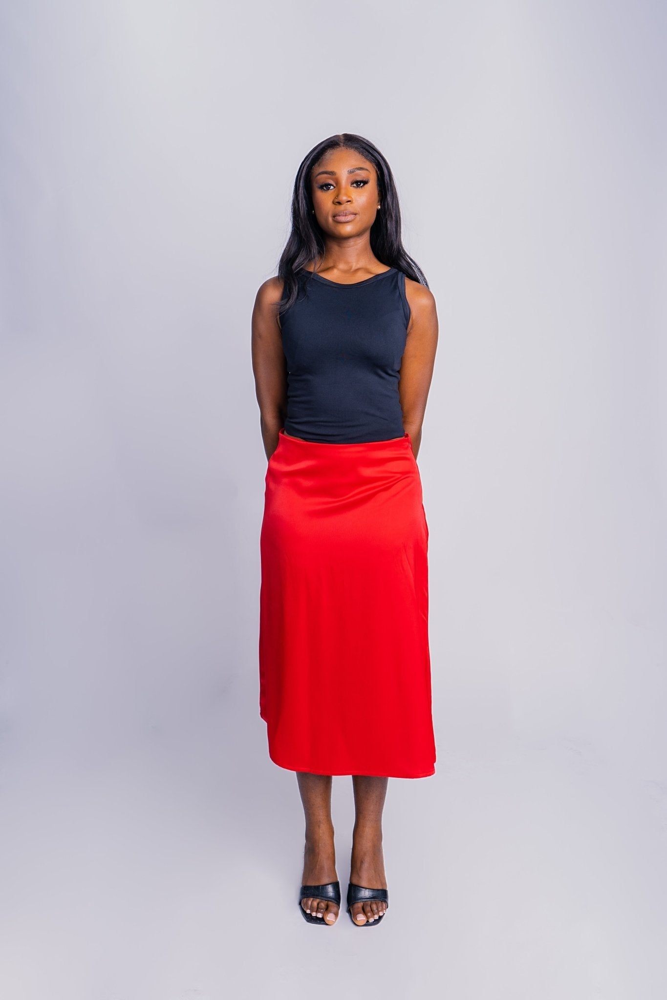 Duchess Silk Red Skirt - FASHKLO