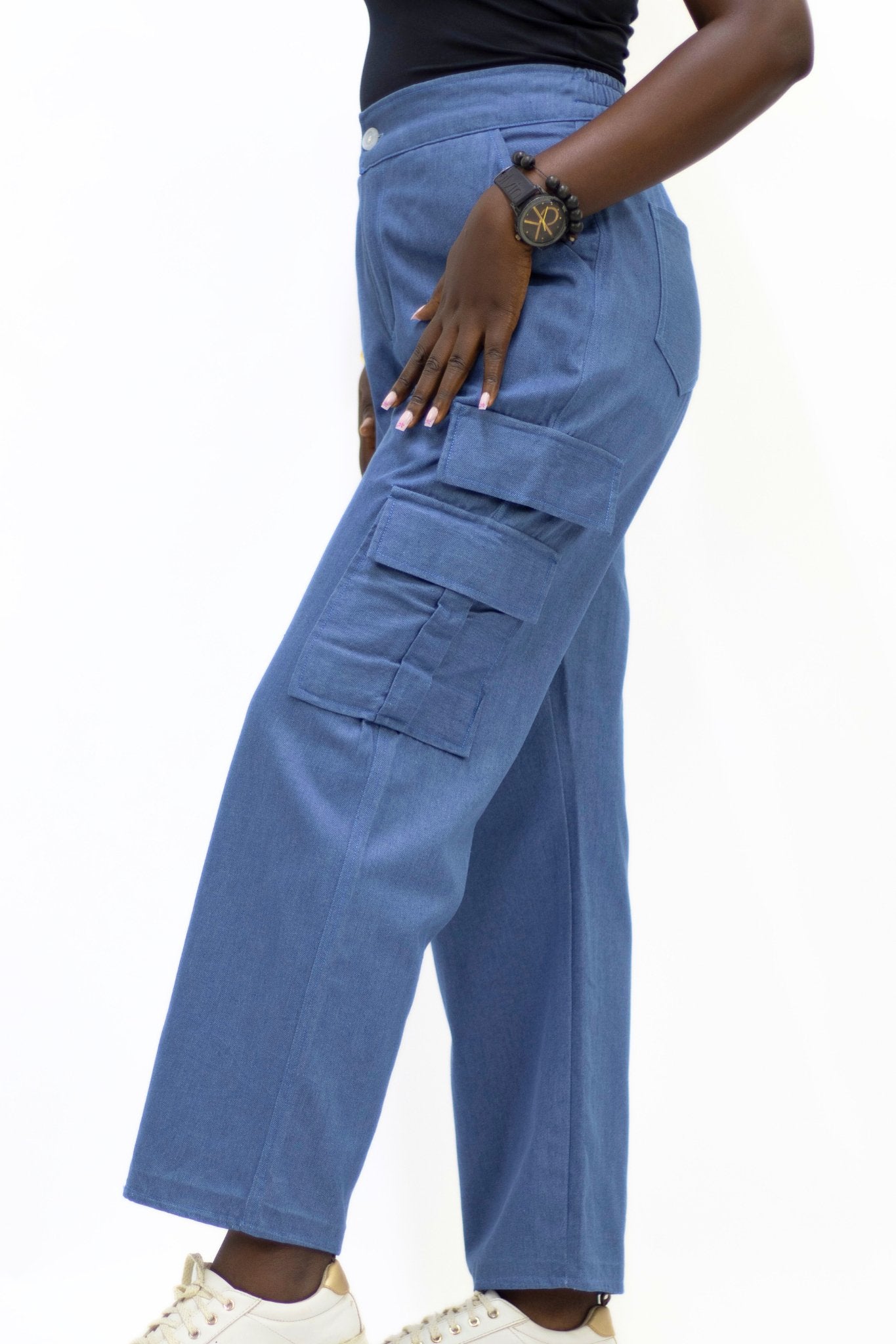 Denim Ankle Cuff Cargo pants - FASHKLO
