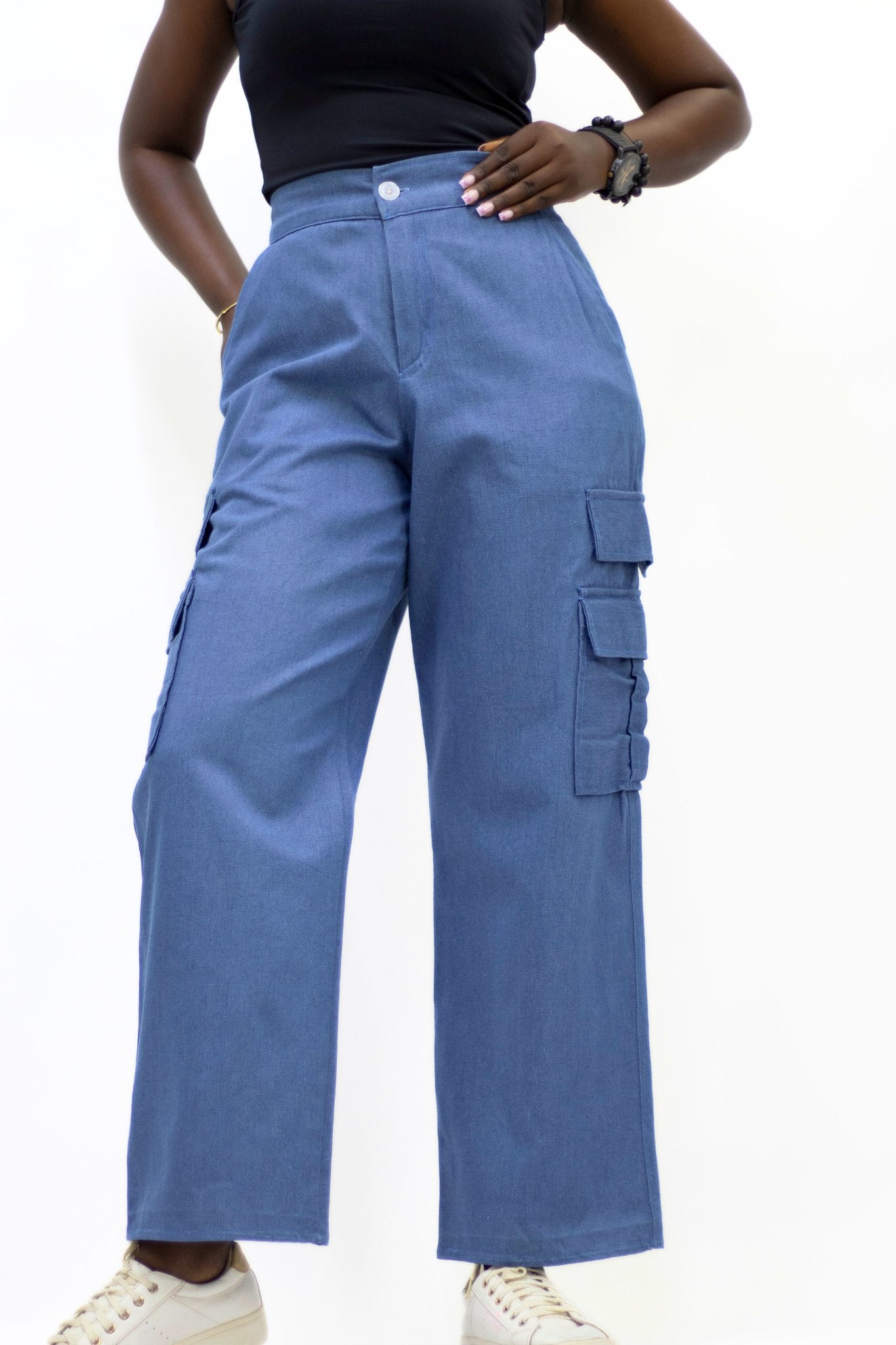 Denim Ankle Cuff Cargo pants - FASHKLO