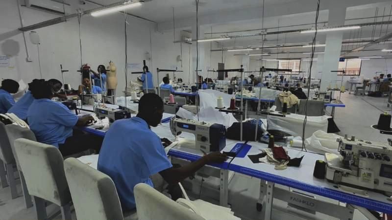 Machinists on the FASHKLO production floor in Surulere, Lagos